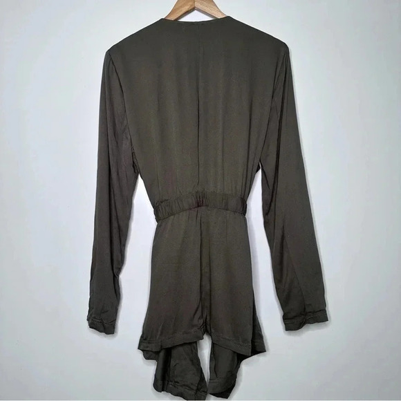 Stoosh Olive Green Drape Front Belted Lightweight Jacket Size XL - Picture 6 of 8